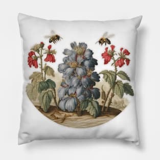 Bees flying over some flowers Pillow