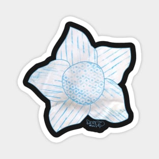 teal turquoise flower with variegated petals Magnet