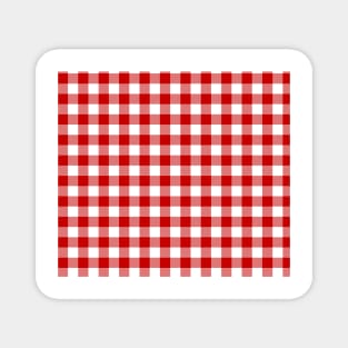 Red and White Pin Check Gingham Magnet