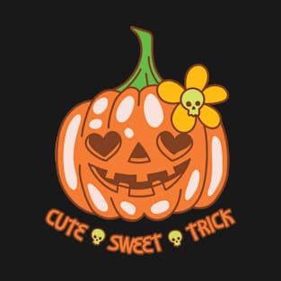 Cute Sweet Trick Pumpkin Halloween T-Shirt