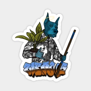 Crazy Dog on Camo Jacket Magnet