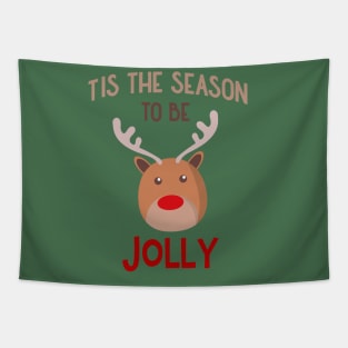 Tis The Season To Be Jolly Cute Christmas Reindeer Tapestry