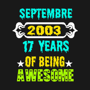 September 2003 17 years of being awesome T-Shirt