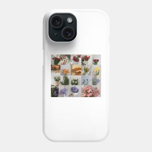 minimal rainbow flower collage Phone Case