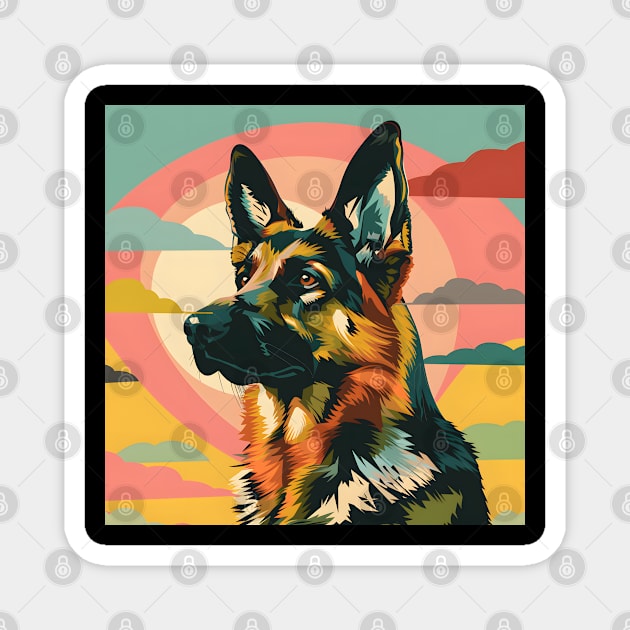 Retro German Shepherd: Pastel Pup Revival Magnet by NatashaCuteShop