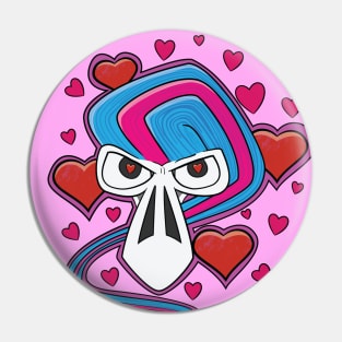 Love Struck Skull Valentines Day Cartoon Pin