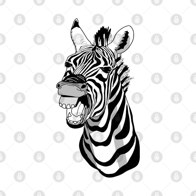 Zebra laughing face or big smile by DangDumrong