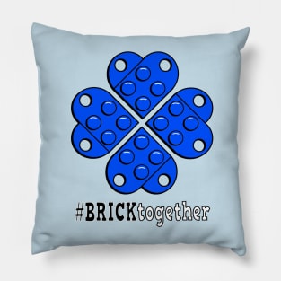 Brick Together Heart Flower - Blue Pillow