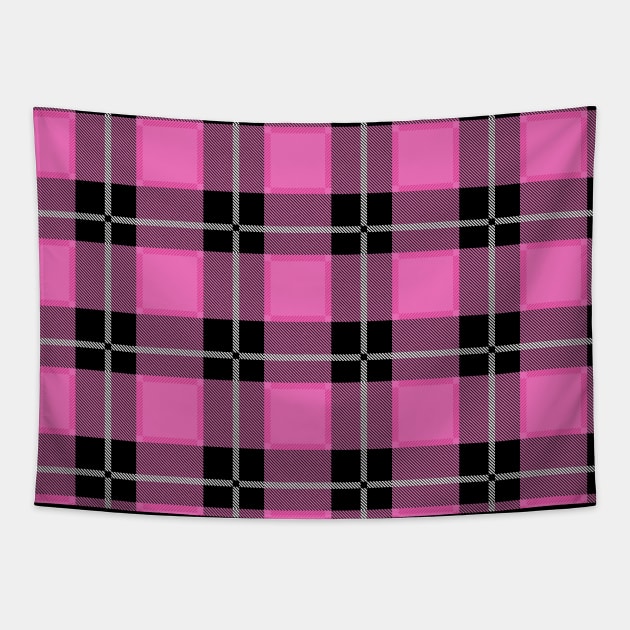 Pink and Black Flannel-Plaid Pattern Tapestry by Design_Lawrence