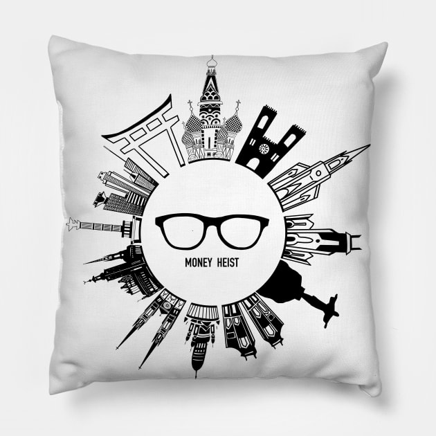 Money Heist Cities Pillow by Next Series