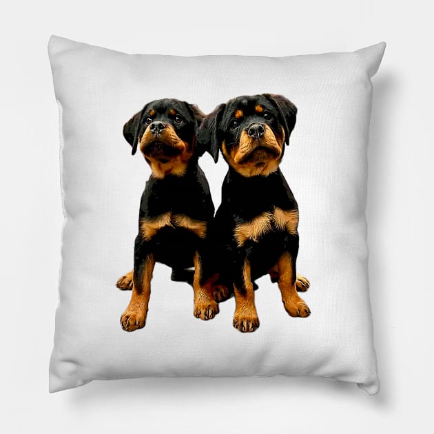 Rottweiler Cute Puppy Dogs Pillow by ElegantCat