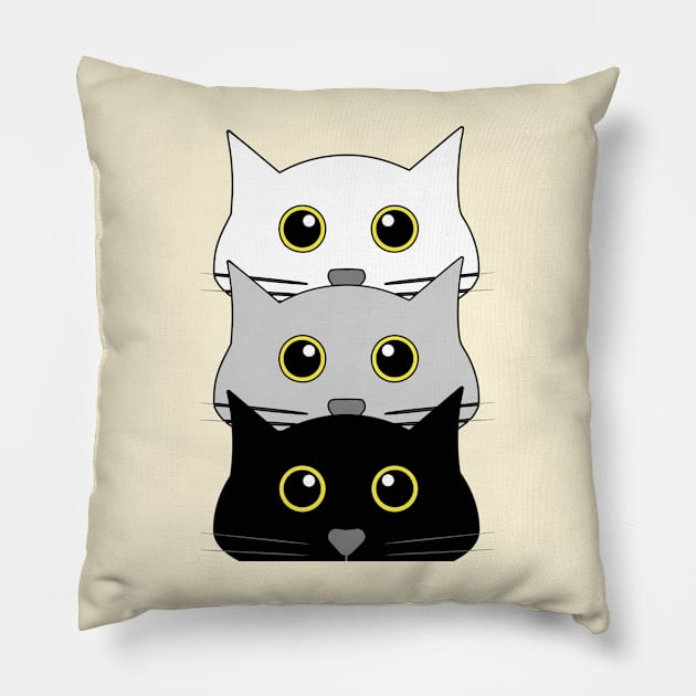 3 cats Pillow by UniqueMe