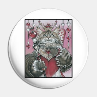 The Queen of Hearts Cat - Black Outlined Version Pin