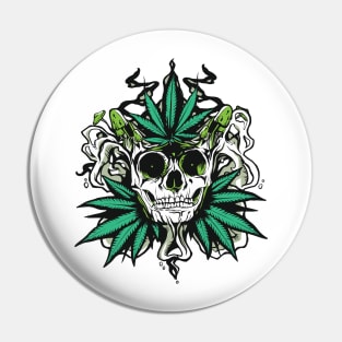 Skull Weed Mushroom Pin