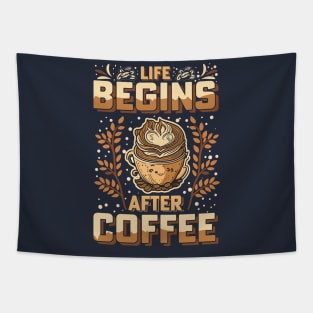 Life Begins After Coffee Tapestry