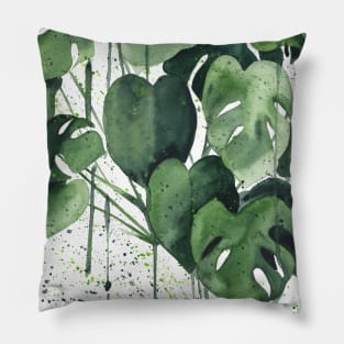 Abstract Monstera Leaves Painting 1 Pillow