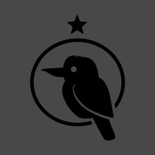 Stylized silhouette of Kookaburra in black ink T-Shirt