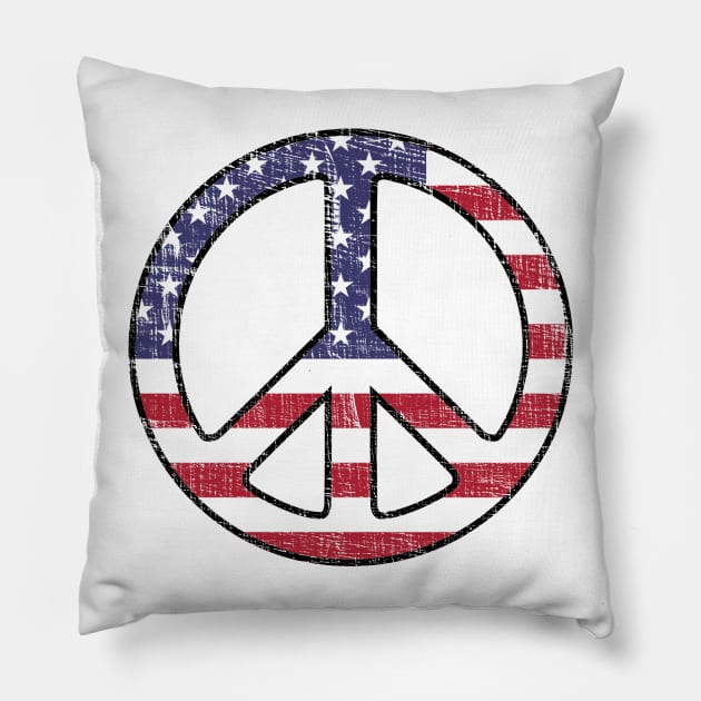 American Flag Peace Sign Pillow by Webdango