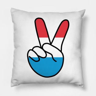 Luxembourg Flag V Sign Pillow