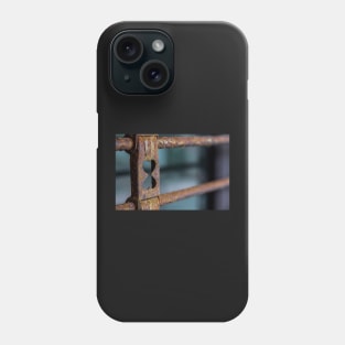 Unique street photography of Rusted love shutter gate Phone Case