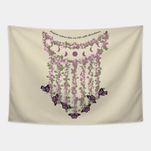Lunar Moon Phases Flower Butterflies Tapestry