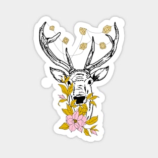 Deer with crystals and flowers Magnet