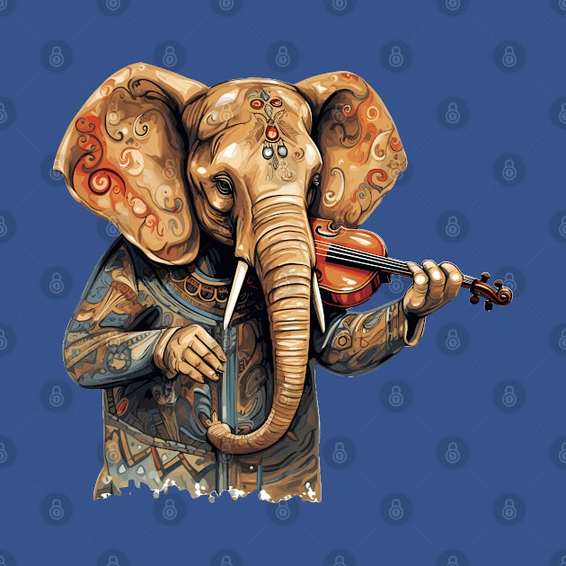 Elephant playing violin by Graceful Designs