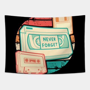 Never Forget - Retro - VHS - Cassette - Floppy Tapestry