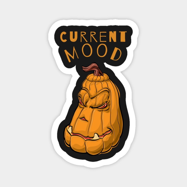 Funny Current Mood Halloween Pumpkin Grumpy Face Gifts Magnet by gillys