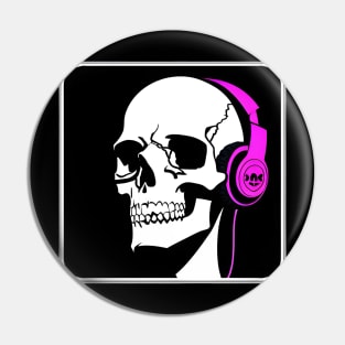 Skull With Headphones, Pink, Violet| Listening Music Pin