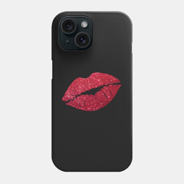 Red Faux Glitter Lips Phone Case by Felicity-K