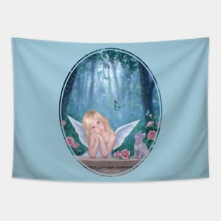 Little Miracles Angel & Kitten Tapestry