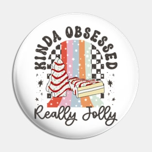 Retro Christmas Tree Kinda Obsessed Really Jolly Funny Xmas Pin