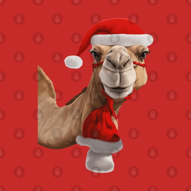 Adorable Cute Camel Wearing Santa Hat Christmas v3 by taiche