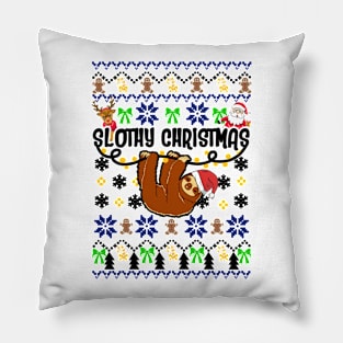 Slothy Ugly Christmas Sweater Pillow