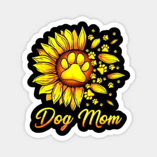 Funny Cute Dog Mom With Dog Paws Sunflower Mothers Day Girl Magnet