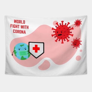 world fight with corona virus Tapestry