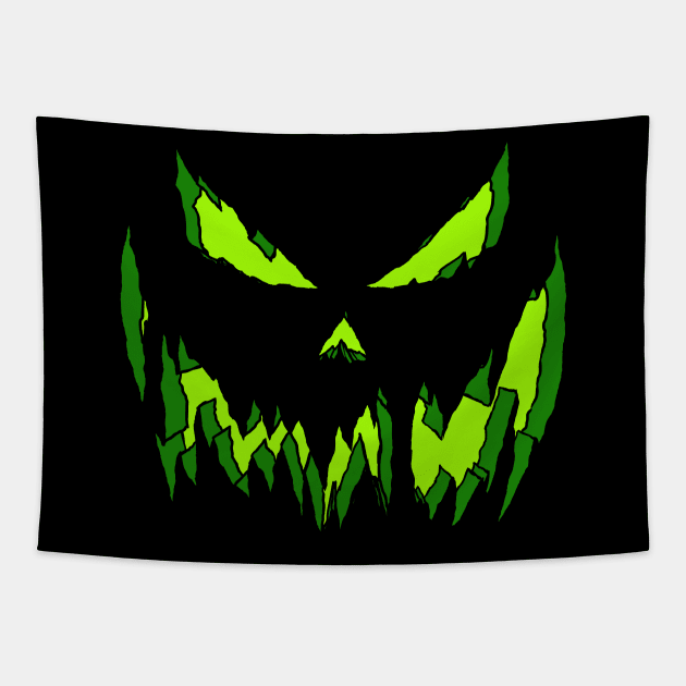Green Jack-o'-lantern Tapestry by SEISCARAS