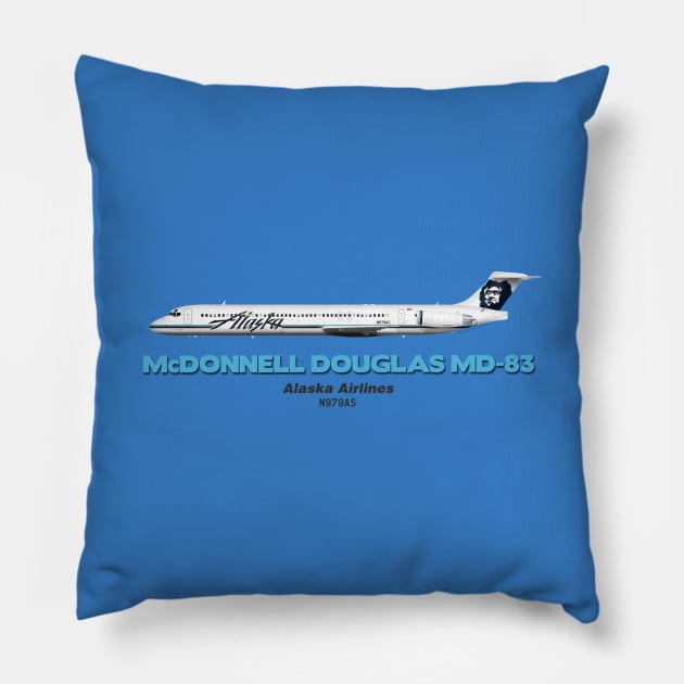 McDonnell Douglas MD-83 - Alaska Airlines Pillow by TheArtofFlying