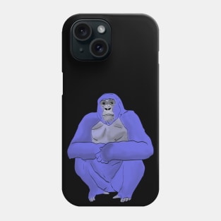 sitting blue gorilla Phone Case