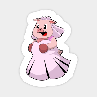 Pig as Bride with Wedding dress Magnet