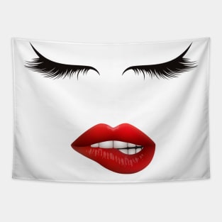 Eyelashes and red lips Tapestry