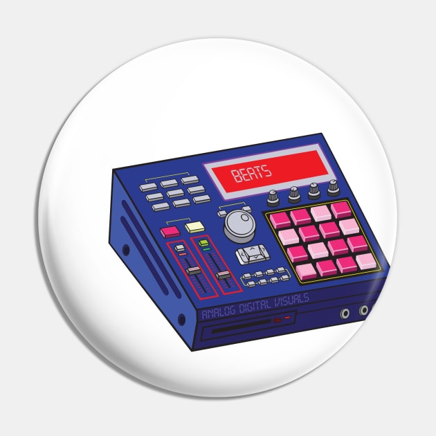 Beat Maker (Royal Night + Crimson Colorway) Analog / Music Pin by Analog Digital Visuals