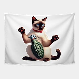 Cat and Grenade Tapestry