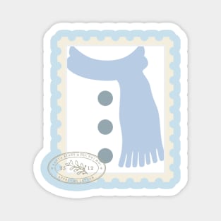 Cute Snowman with Blue Scarf Stamp Magnet