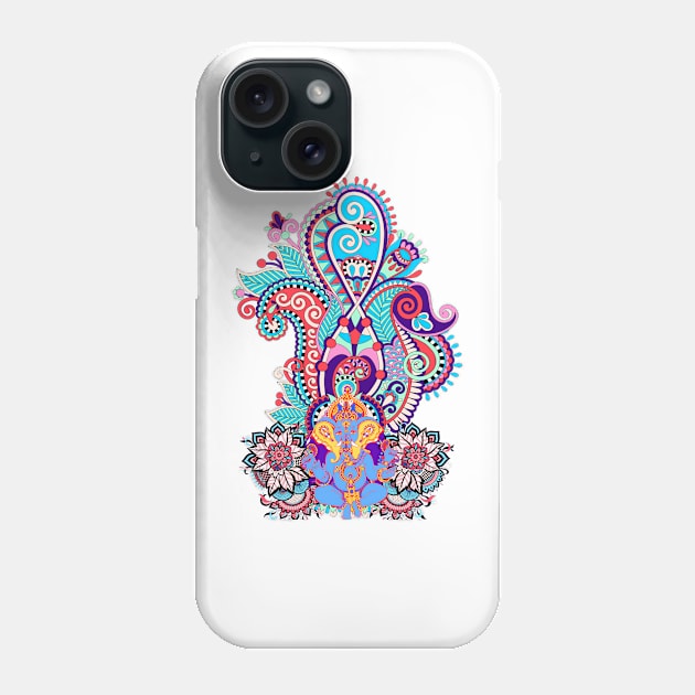 Ganesh Hindu Deity Colorful Paisley Ethnic India Motif Phone Case by TammyWinandArt