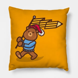 Pencil Bear with Flag Pillow