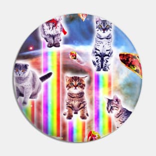 Outer Space Galaxy Cats With Rainbow Pin