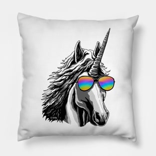 Cool unicorn with rainbow sunglasses Pillow