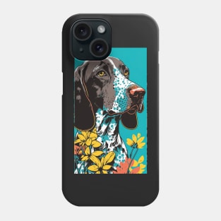 German Shorthair Pointer Dog Vibrant Tropical Flower Tall Retro Vintage Digital Pop Art Portrait 2 Phone Case